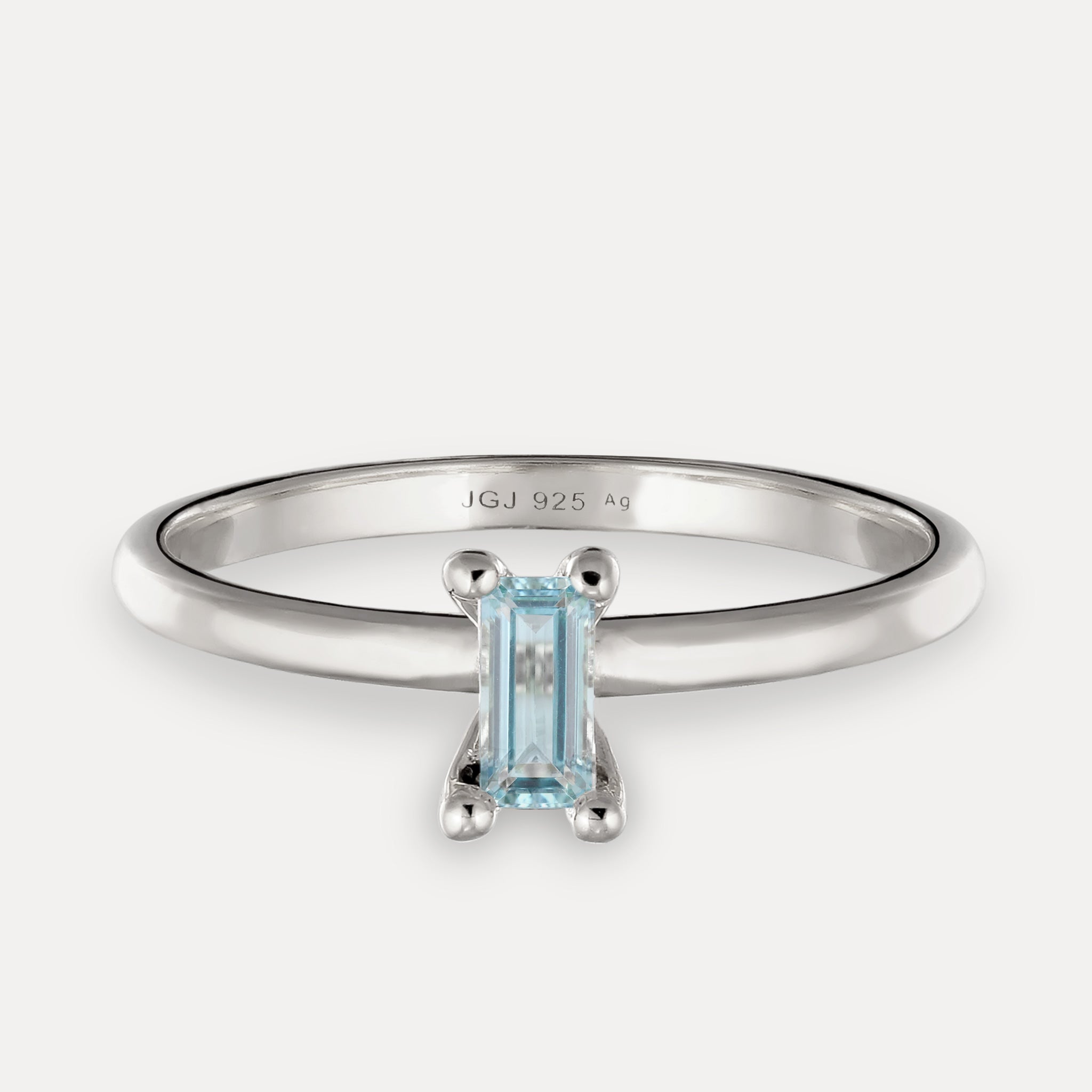 Stilnest Aquamarin Solitär Ring Baguette Blau Gold Vermeil 54