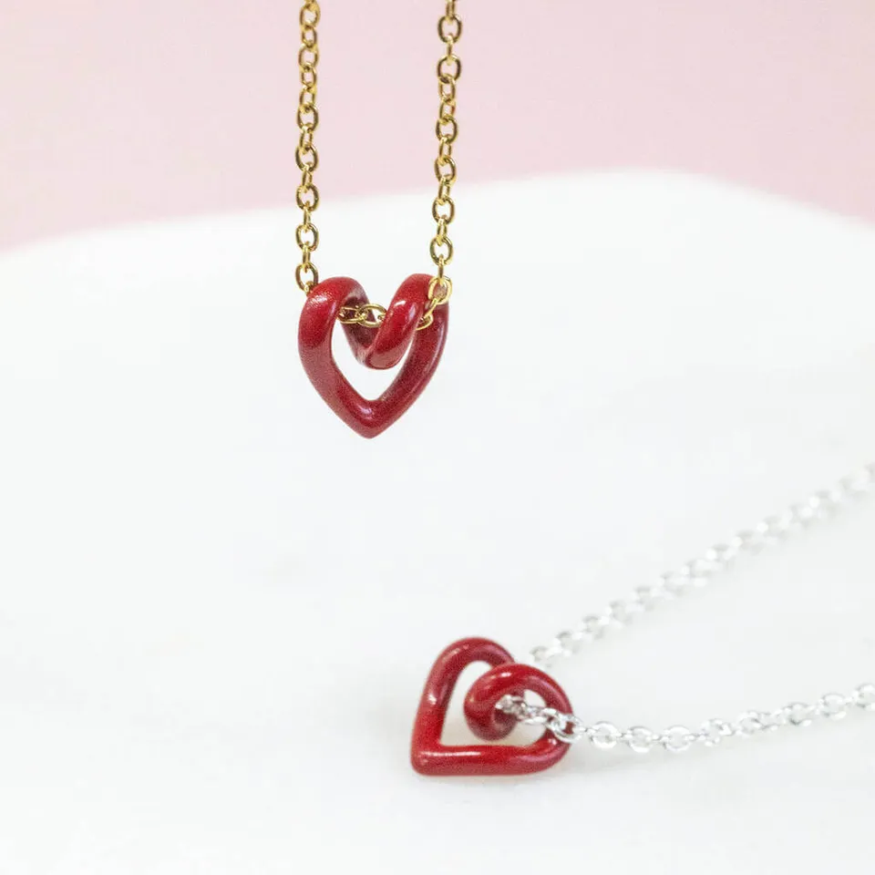 Joy by Corrine Smith Floating Heart Halskette Gold Rot 40cm