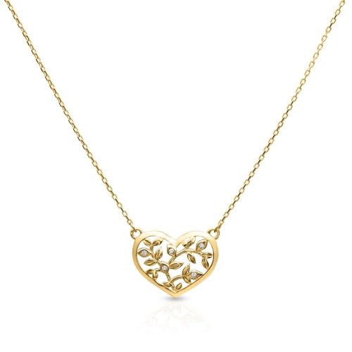 JEWLIX Herz Kette Damen 375 Gold Anhänger