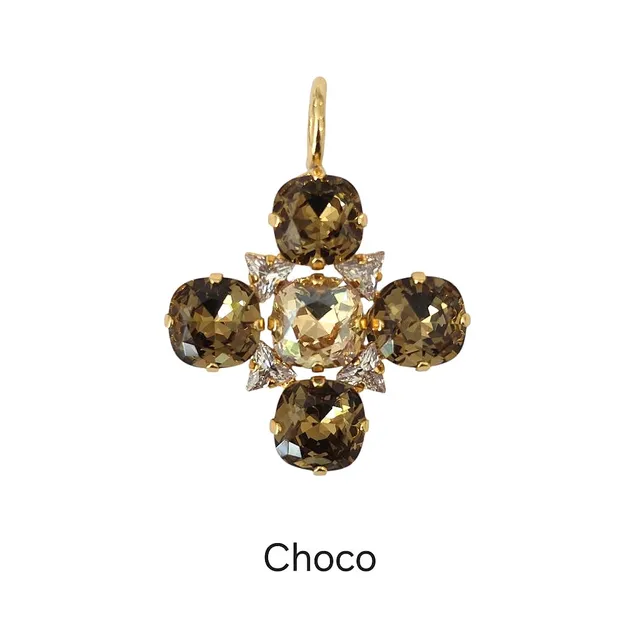 Alevá Bijoux Flower Anhänger Gold 4 cm Kristall Zirkon