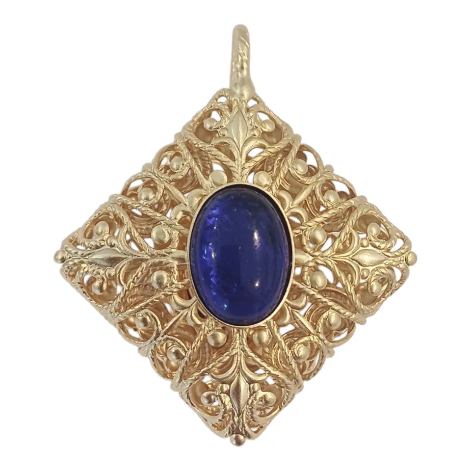 Alevá Bijoux Pouff Anhänger Gold grün blau 3,7 cm