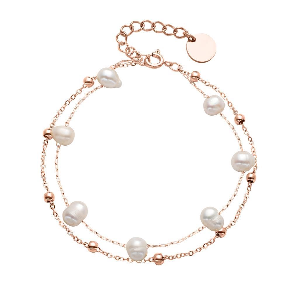 JEWLIX Perlenarmband Armband Edelstahl Silber Süßwasserperle
