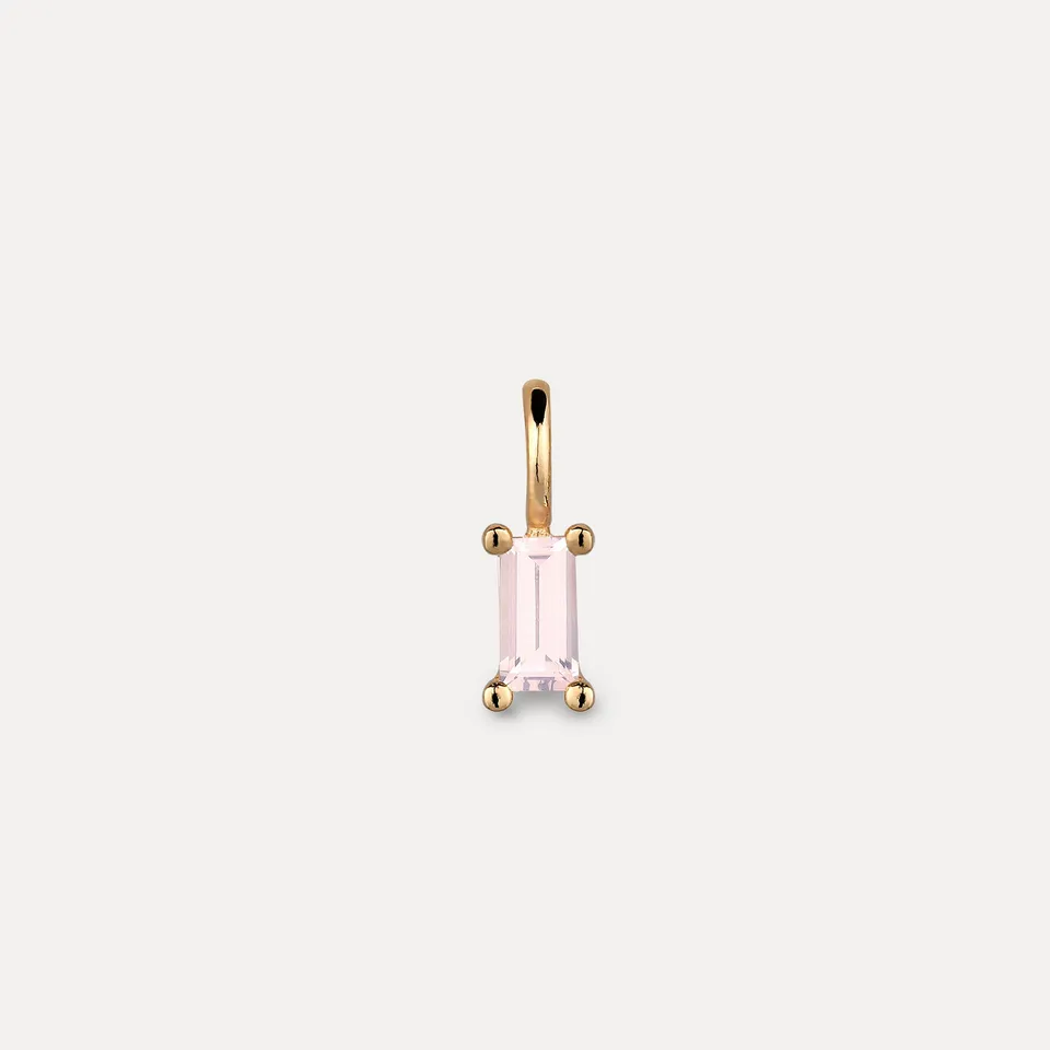 Stilnest Rosenquarz Anhänger Baguette 24k Gold Vermeil rosa