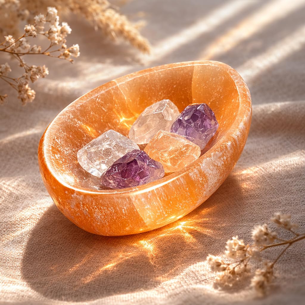 NKlaus Healing Crystals Selenit Schale Orange 10,5cm