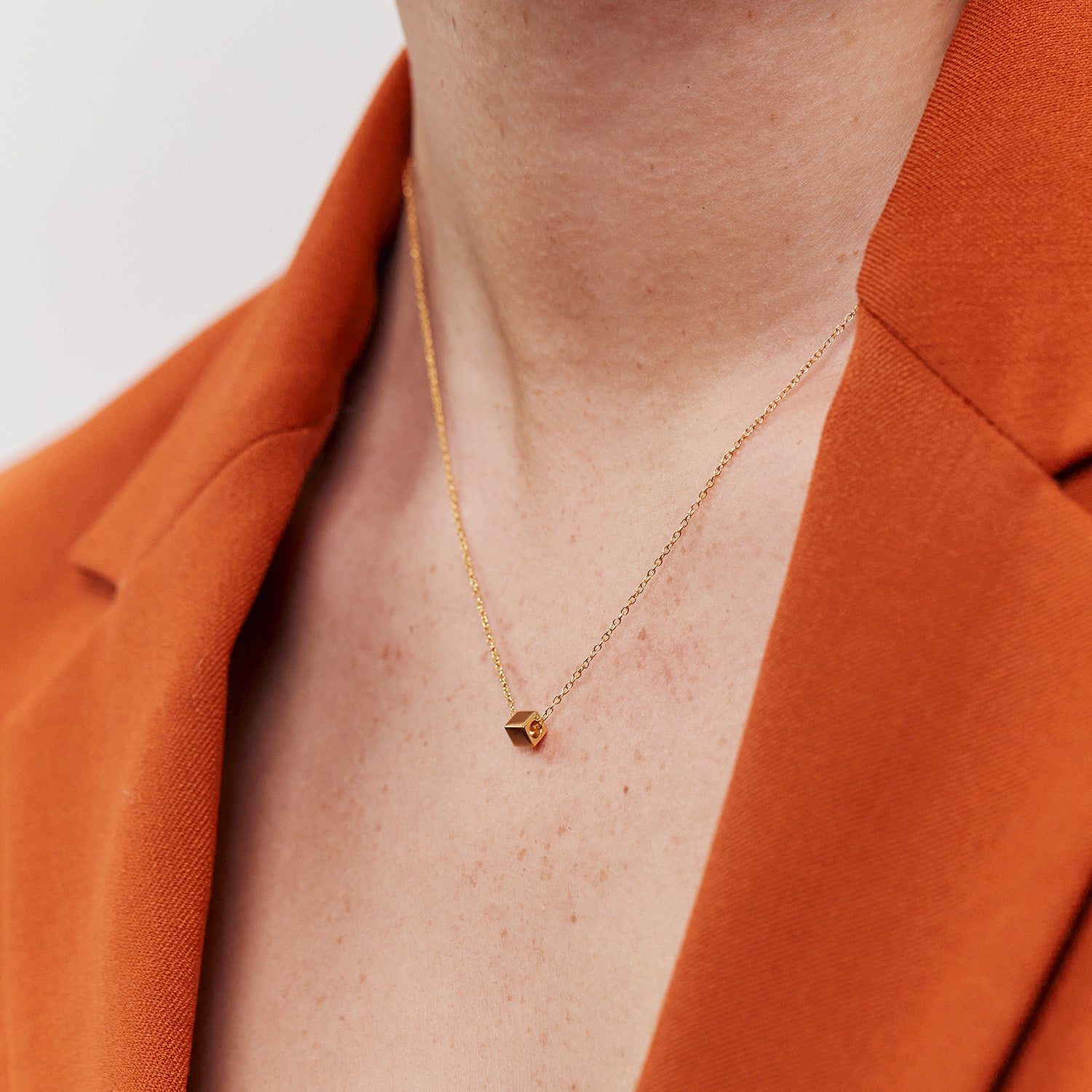 Stilnest Cube Kette Ankerkette 585 Gold Würfel 45cm
