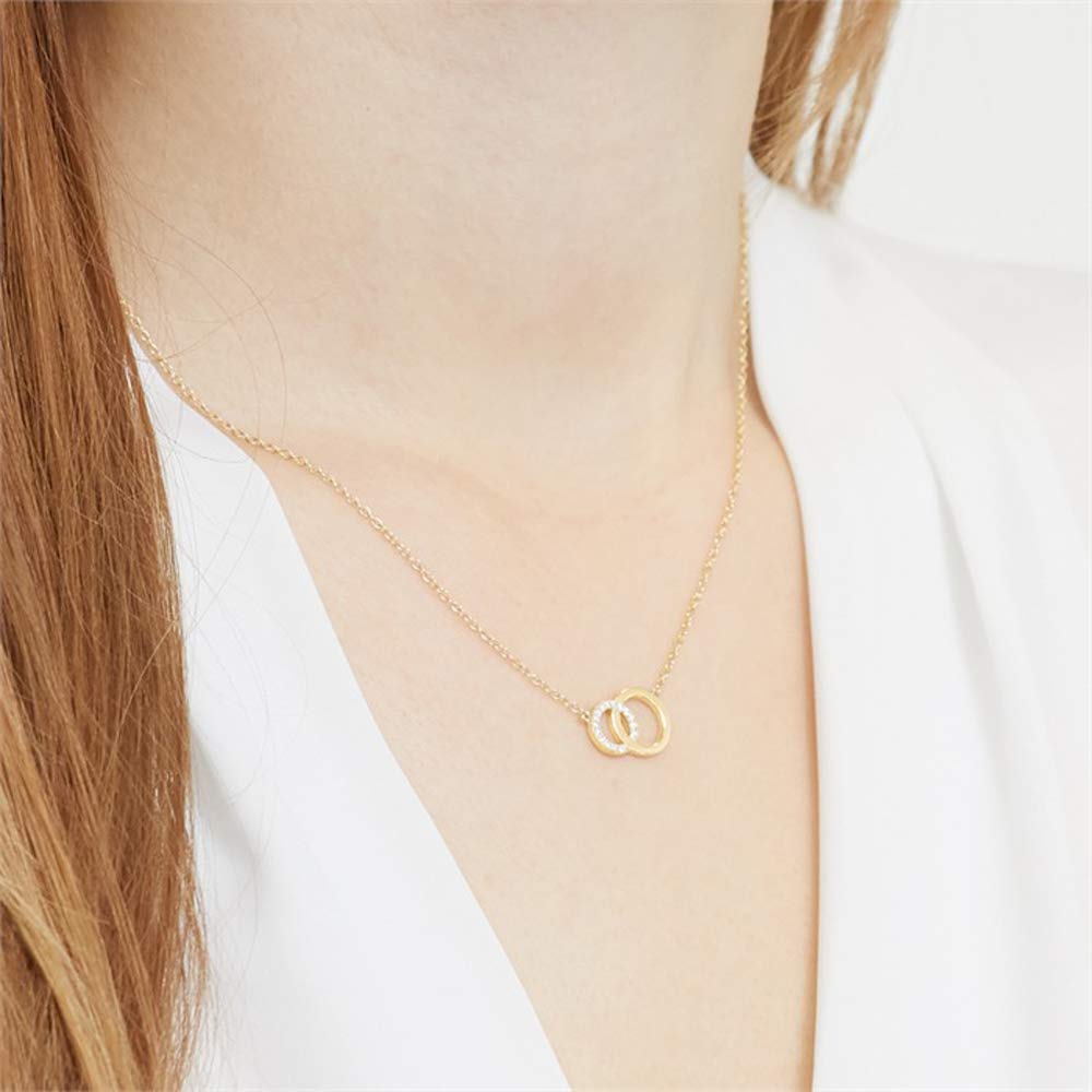 JEWLIX Kreise Kette 925er Silber Zirkonia Gold Damenhalskette
