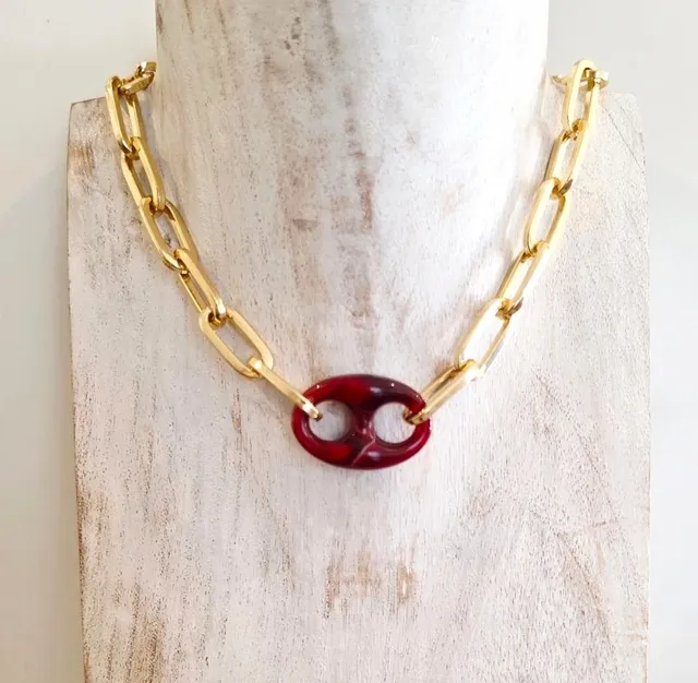 Alevá Bijoux Collane Veronica Halskette Gold Burgundy