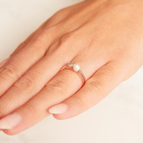 JEWLIX Perle Ring 925 Silber IP Rosé Größe 60