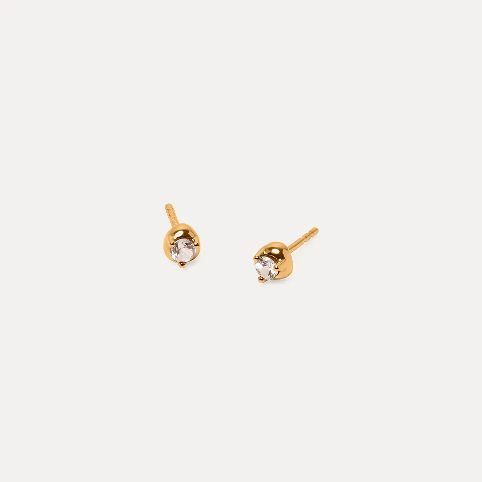 Stilnest Stone Fluid Ohrstecker Weißer Saphir Gold