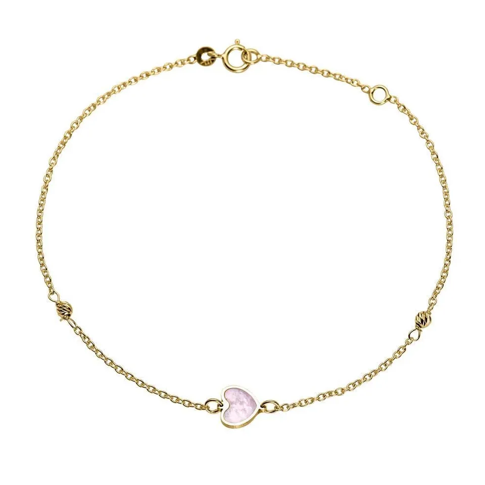 JEWLIX ID-Armbänder Damenarmband 585er Gold Herz Perlmutt