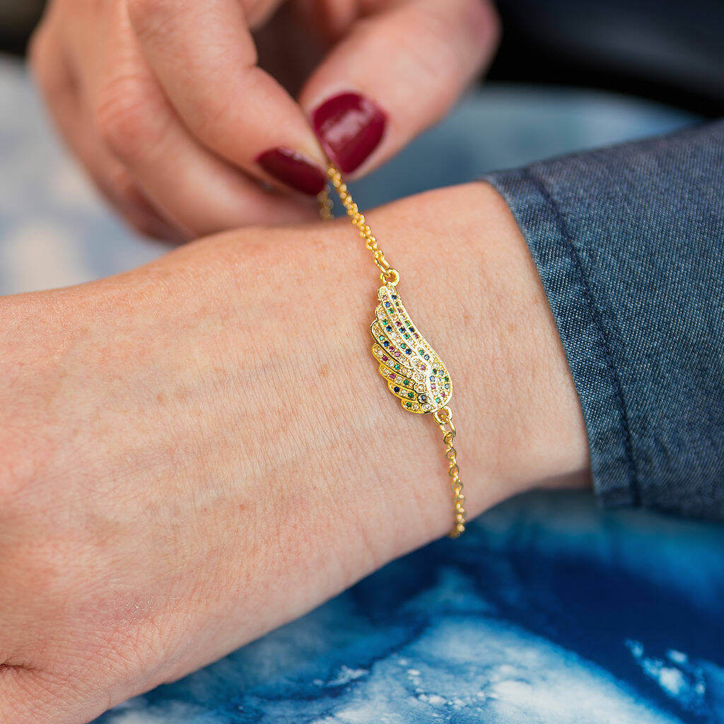 Joy by Corrine Smith Angel Wing Armband Silber Zirkonia bunt