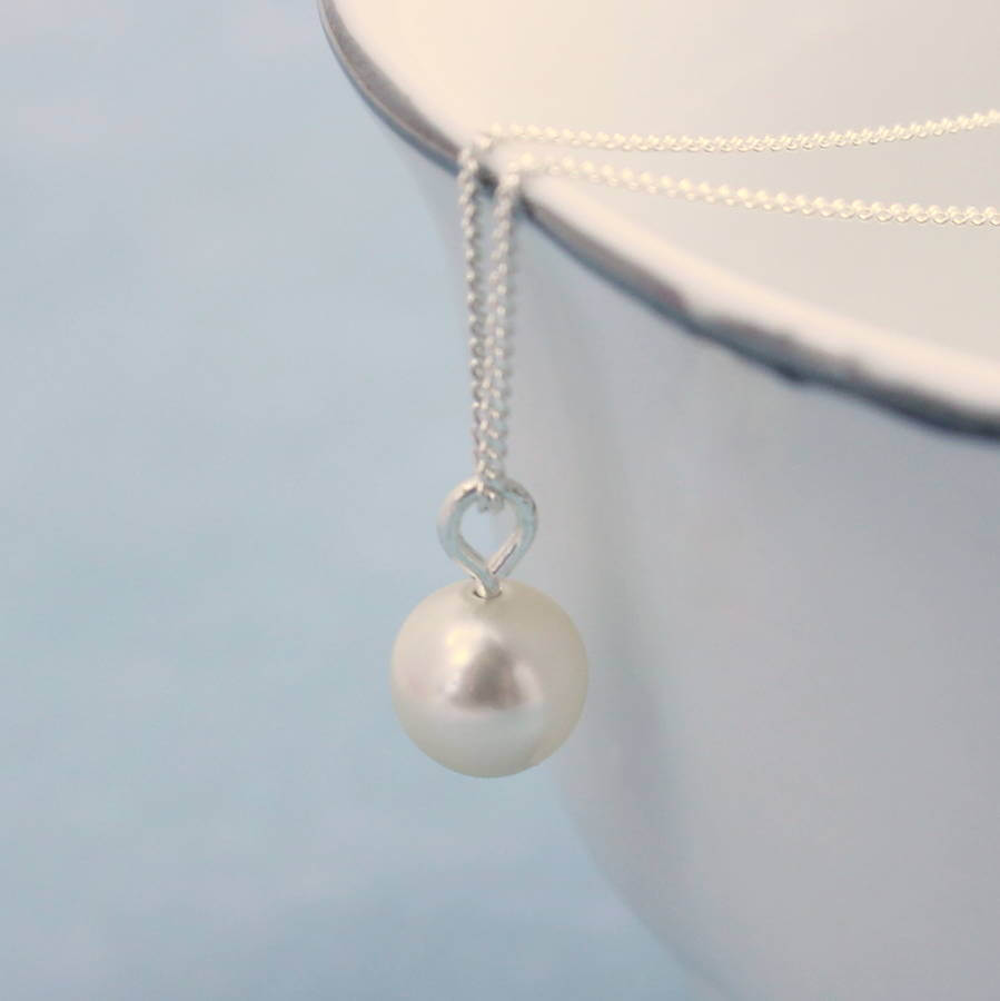 Joy by Corrine Smith Classic Pearl Drop Perlen Halskette Silber