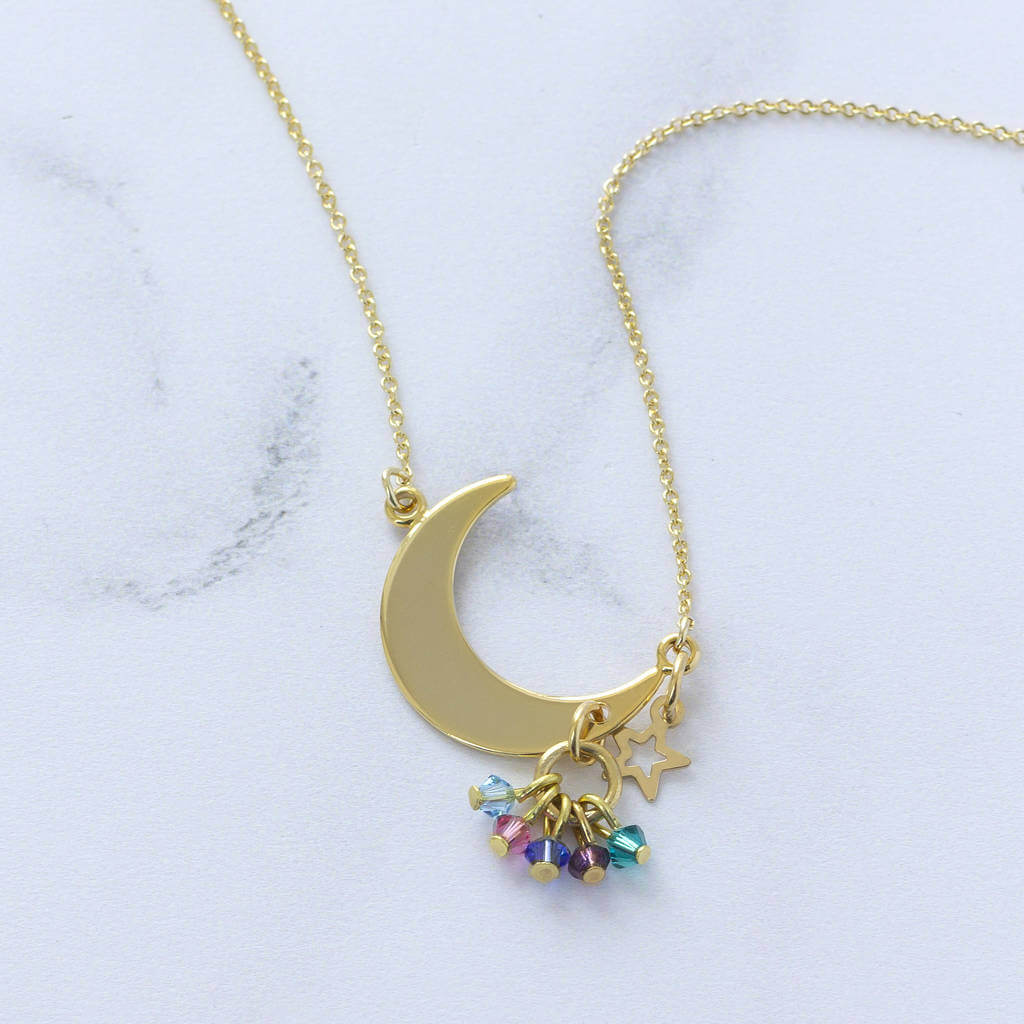 Joy by Corrine Smith Moon Star Halskette Gold Geburtsstein