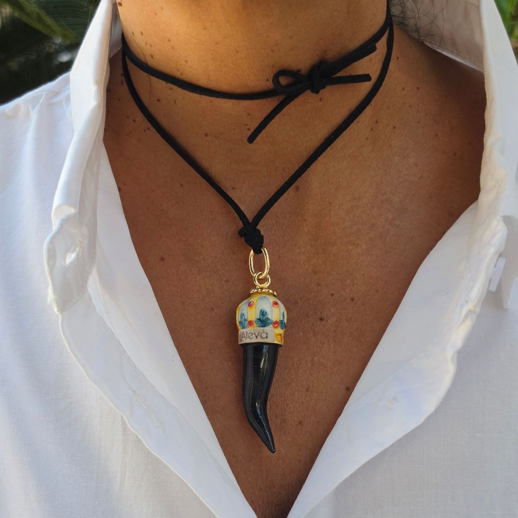 Alevá Bijoux Corno Anhänger Keramik Handglasiert