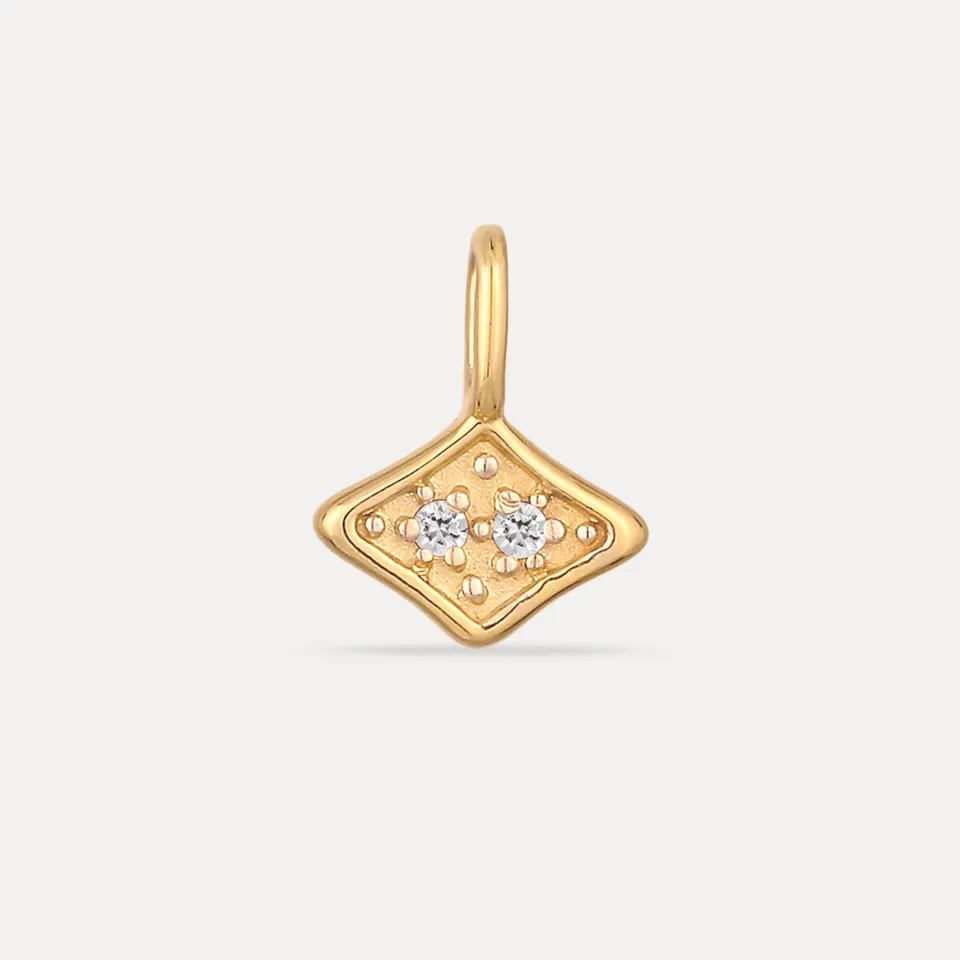 Stilnest Supernova Pavé Anhänger Weißer Saphir Gold