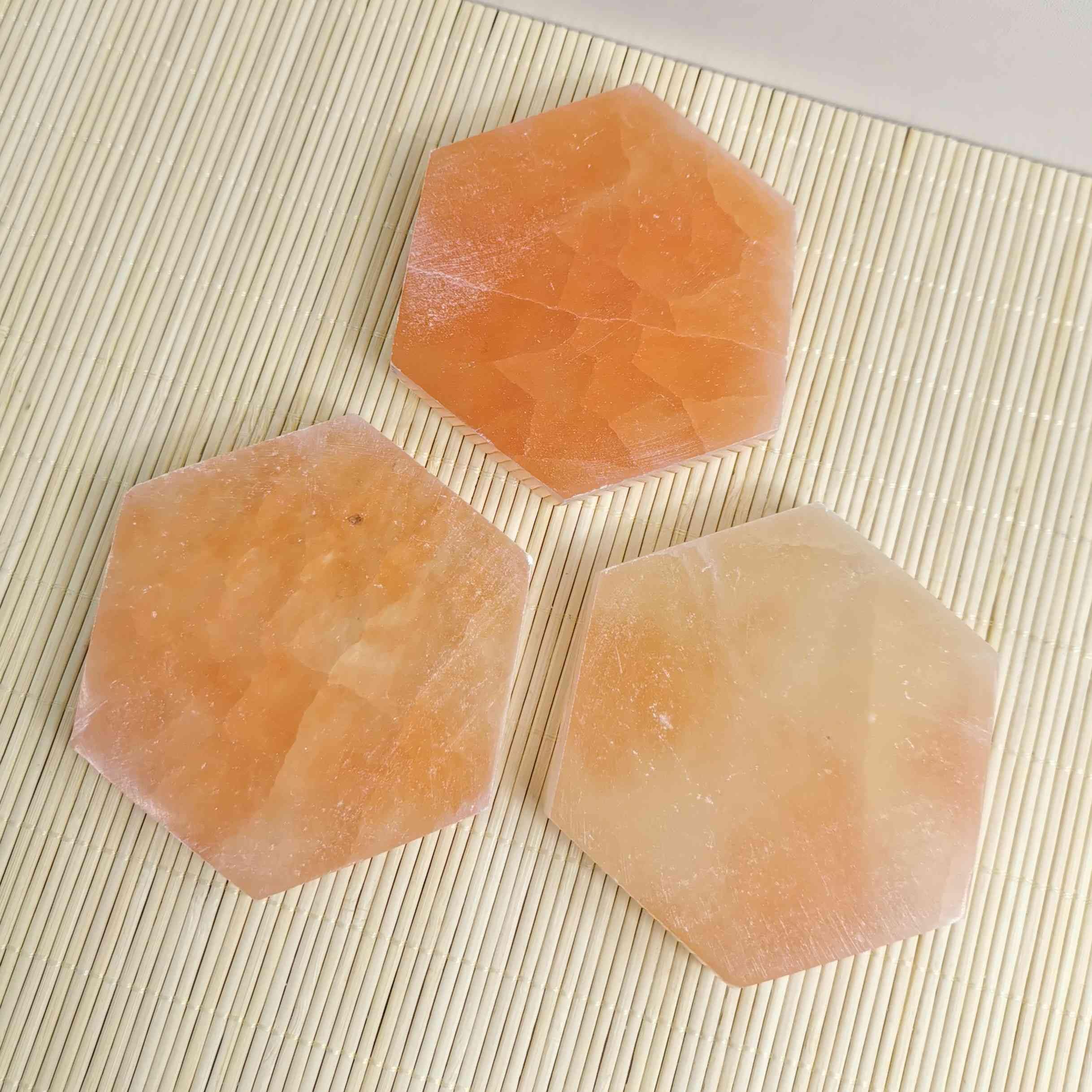 NKlaus Healing Crystals Selenit-Platte 9,5 cm Sechseck Pfirsich