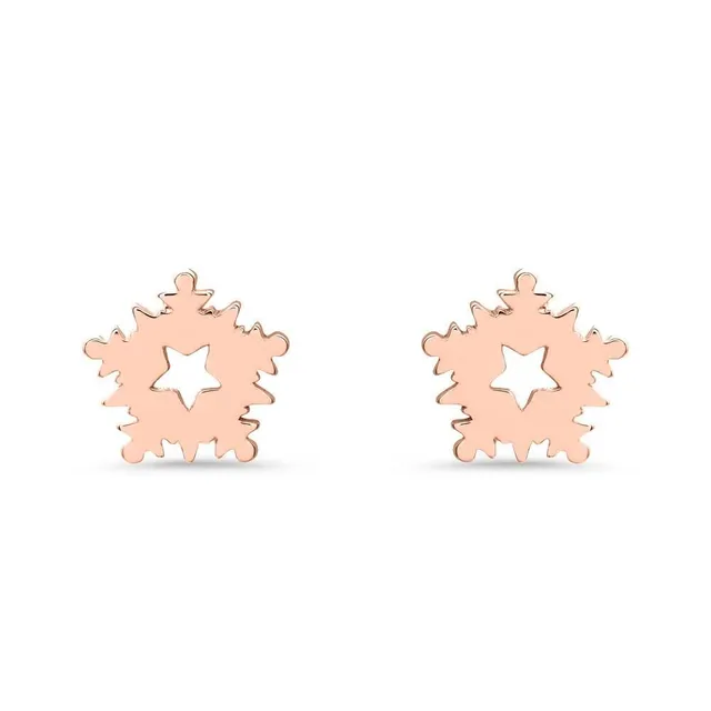 JEWLIX Schneeflocken Ohrstecker Rosé 925 Eiskristall