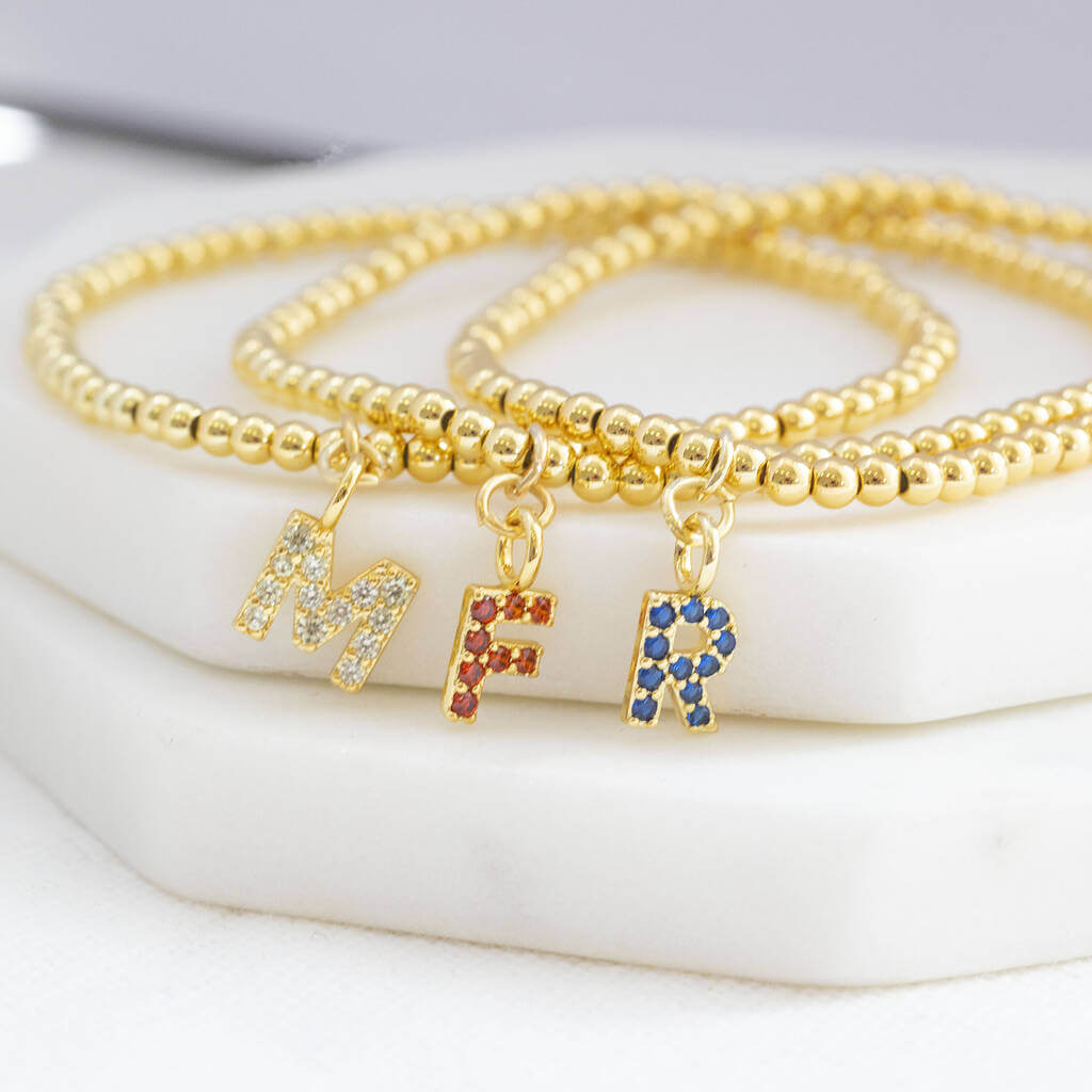 Joy by Corrine Smith Beaded Armband Gold Geburtsstein Initial