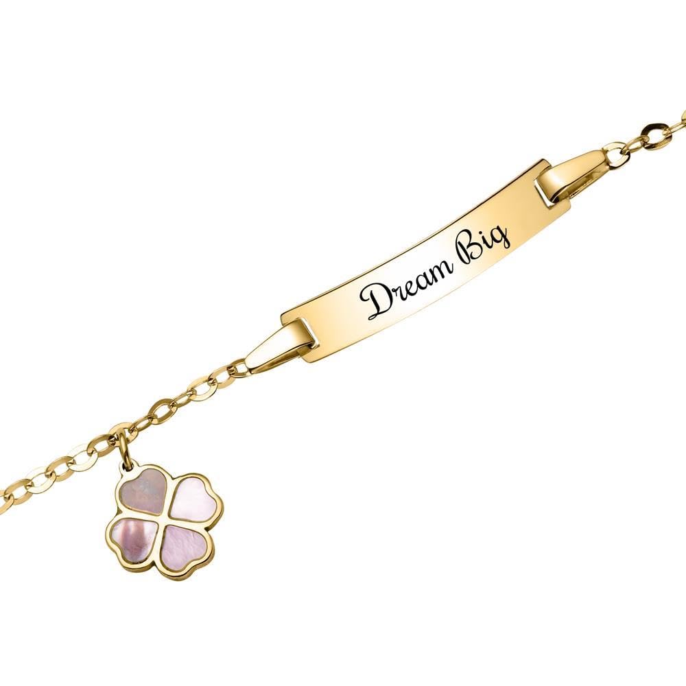 JEWLIX ID-Armbänder ID Armband Gold Kleeblatt Perlmutt 19 cm