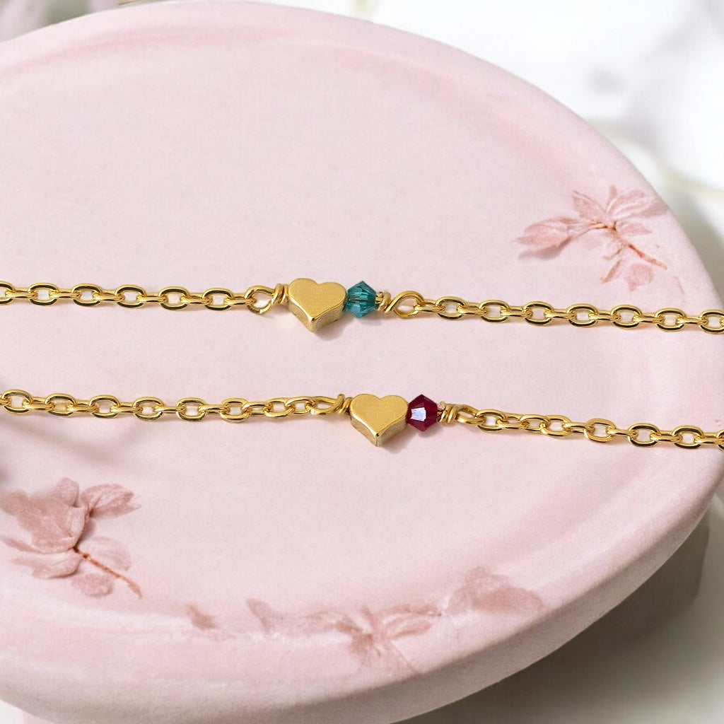 Joy by Corrine Smith Tiny Gold Heart Armband Gold Geburtsstein