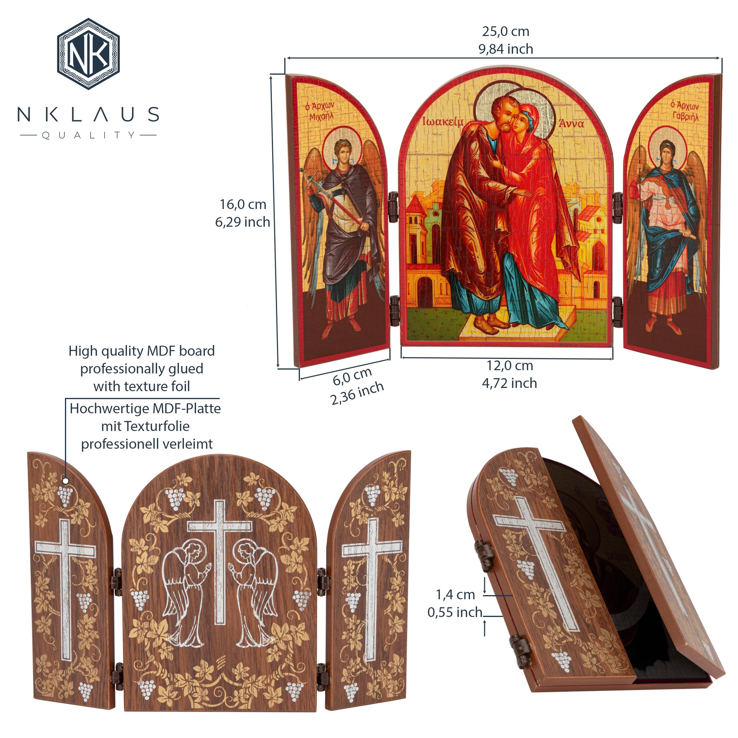 NKlaus Religious Icons Triptychon Joachim Anna Holz