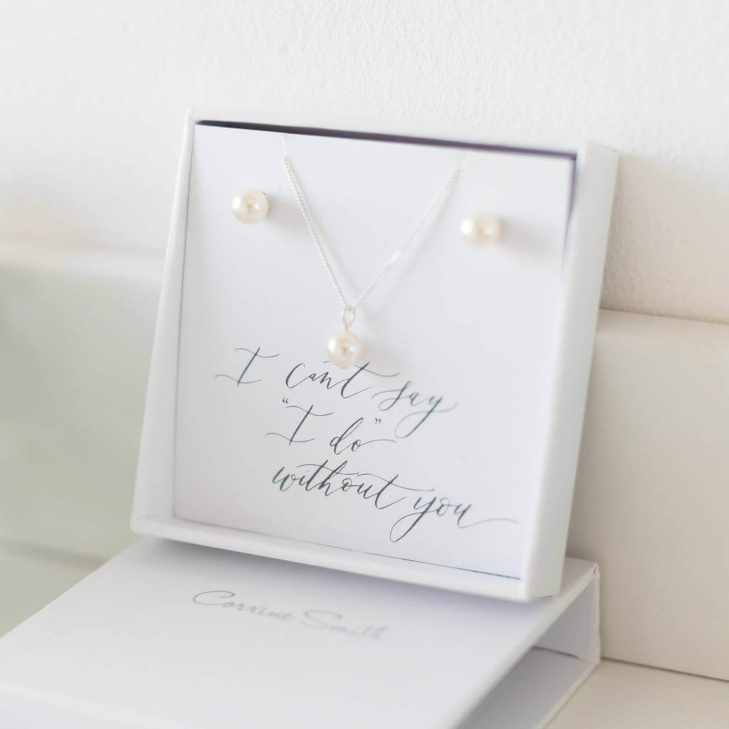 Joy by Corrine Smith Bridesmaid Perlen Schmuckset Silber Kette
