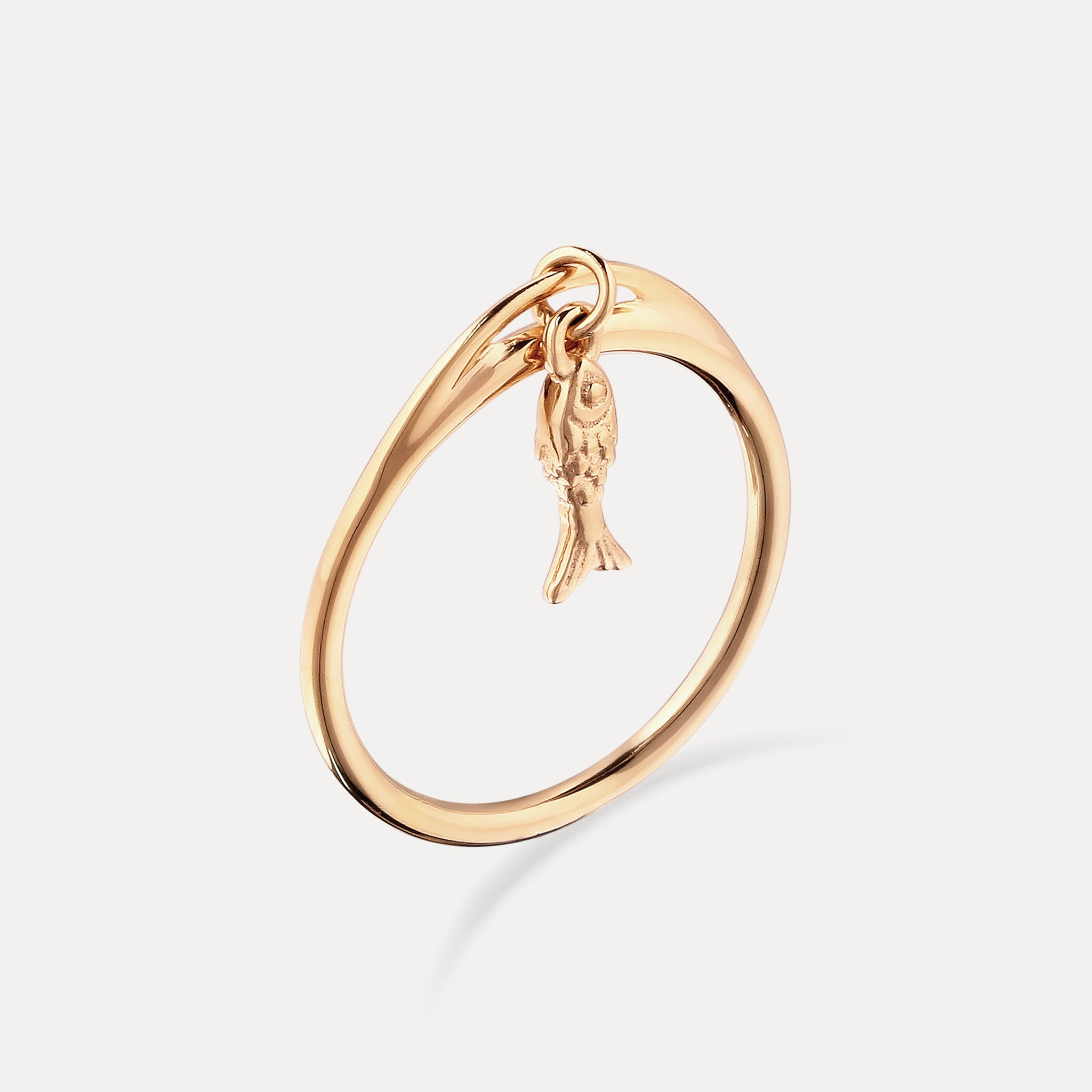 Stilnest Tiny Fish Ring 585 Gold Gr. 52 Fisch Massivgold