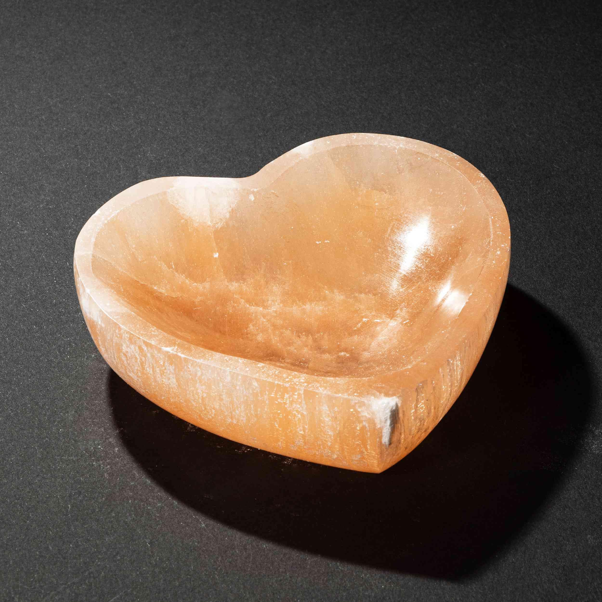 NKlaus Healing Crystals Herz Selenit Schale 10,5cm Pfirsich