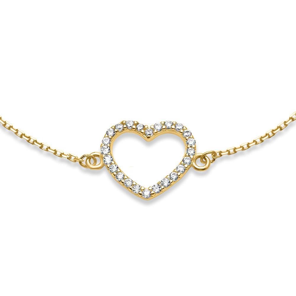 JEWLIX ID-Armbänder Herzarmband Damen 9K Gold Zirkonia