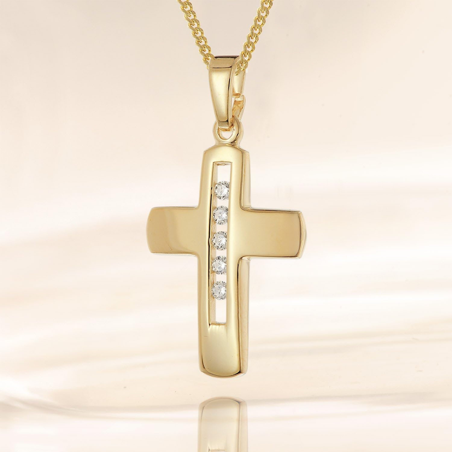 trendor 28450 Kreuz Halskette Silber vergoldet 45 cm