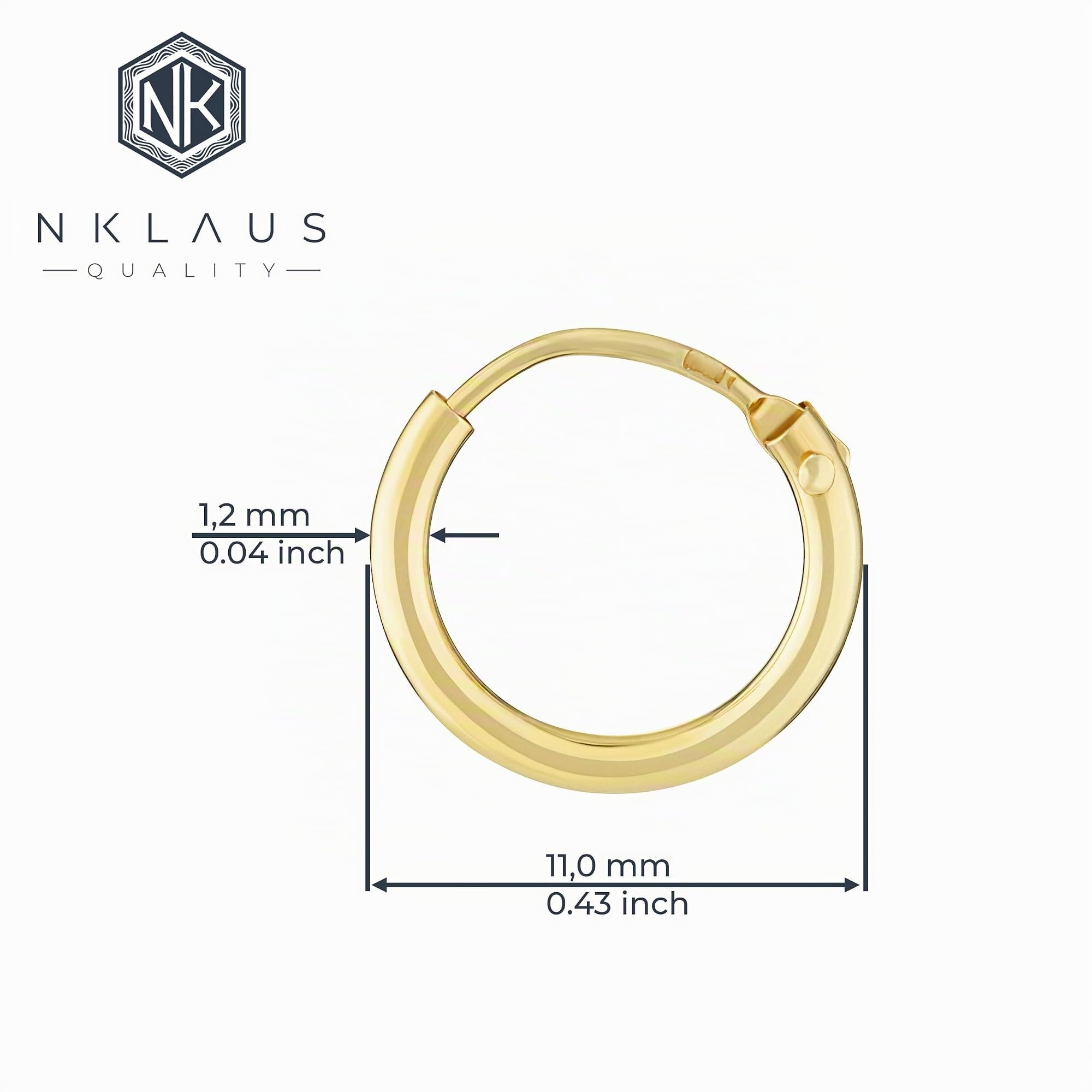 NKlaus Jewellery Klappcreole 585 Gold Einzel 11mm