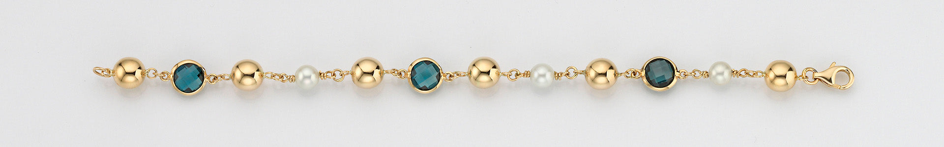 Eugen Rühle Armbänder Armband Goldkugeln London-Topas Zuchtperlen