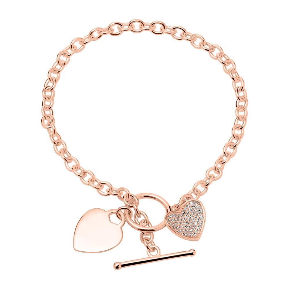 JEWLIX ID-Armbänder Herzarmband Rosé Silber Zirkonia