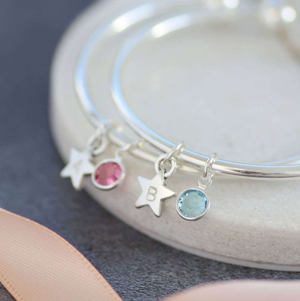 Joy by Corrine Smith Star Armreif Silber Stern mit Geburtsstein