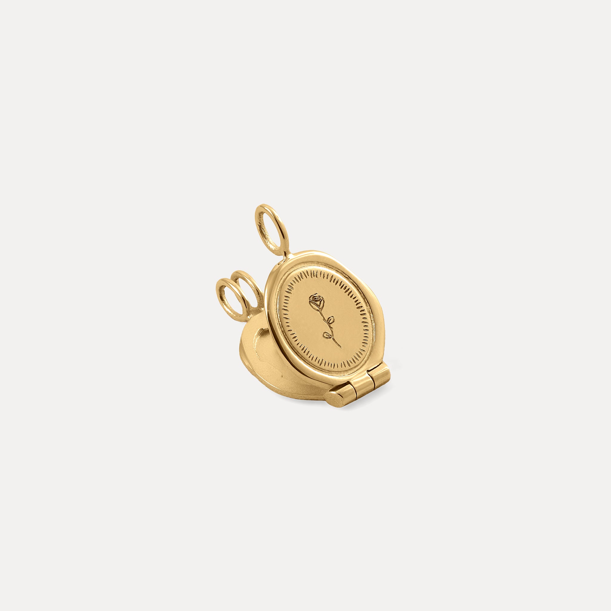 Stilnest Rose Seal Medaillon Anhänger 24k Gold Vermeil gravierbar