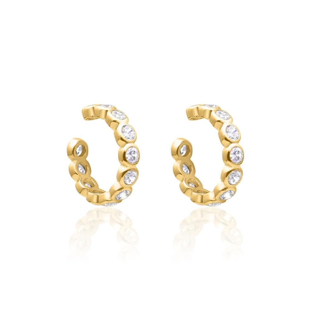 JEWLIX Ohrstecker Ear Cuffs 925 Silber vergoldet Zirkonia Paar