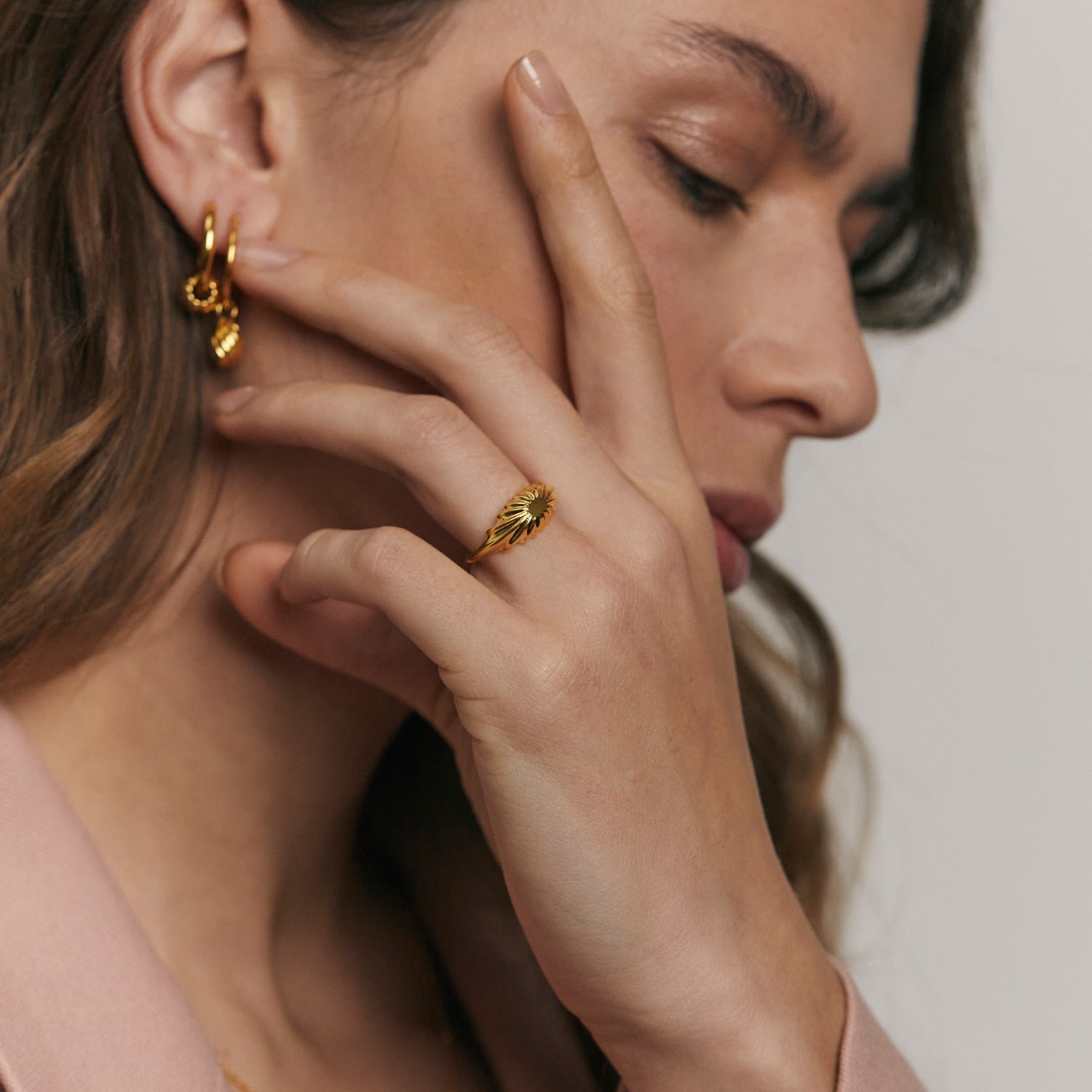 Stilnest Solar Bombé Ring 24k Gold Vermeil Gr 52