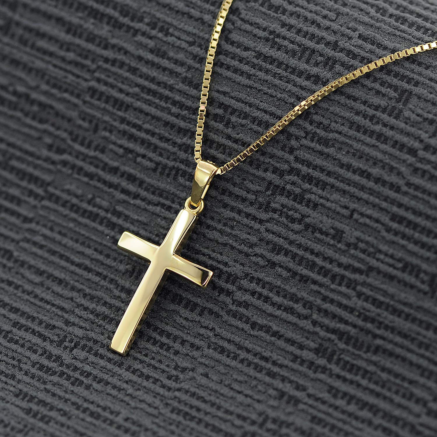 trendor Kreuz Halskette Gold 585 21 mm Damen mit Silberkette