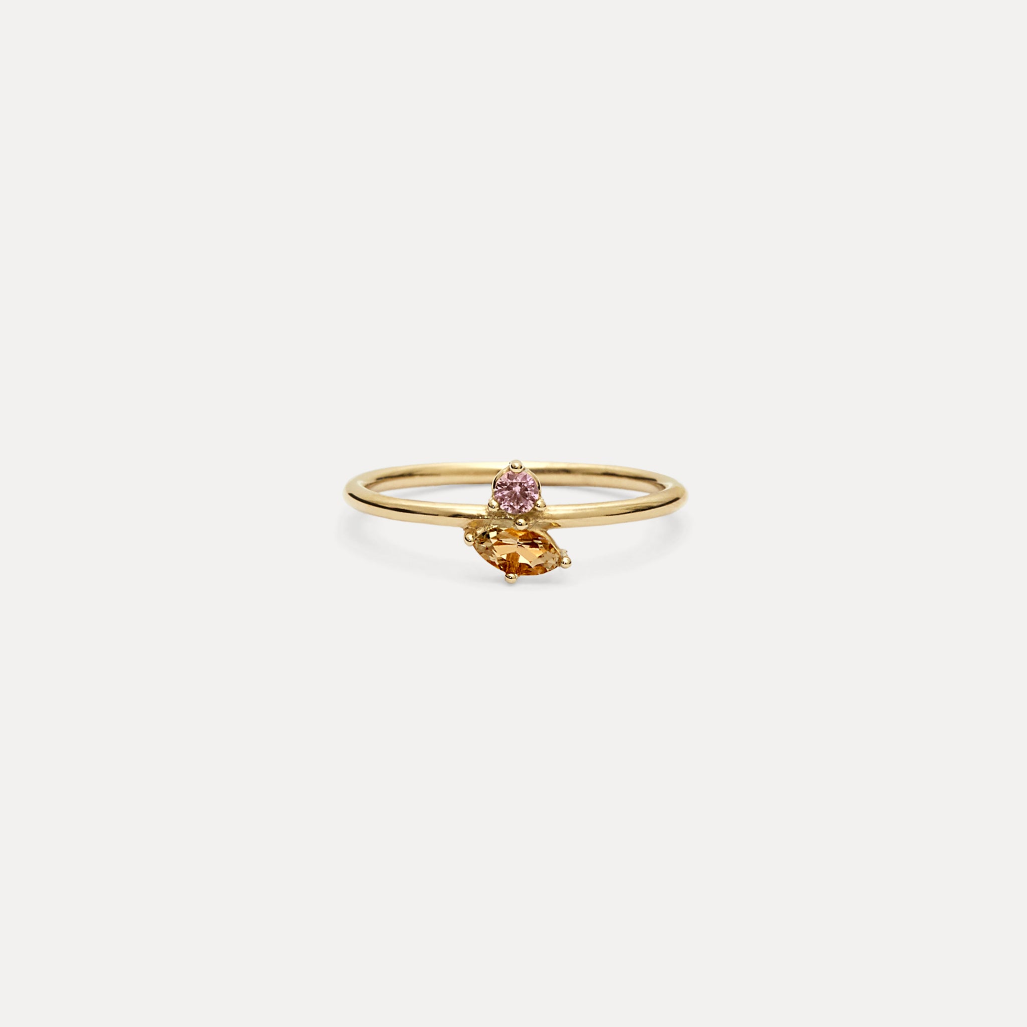 Stilnest Joy Solitär Ring 585 Gold Citrin Turmalin