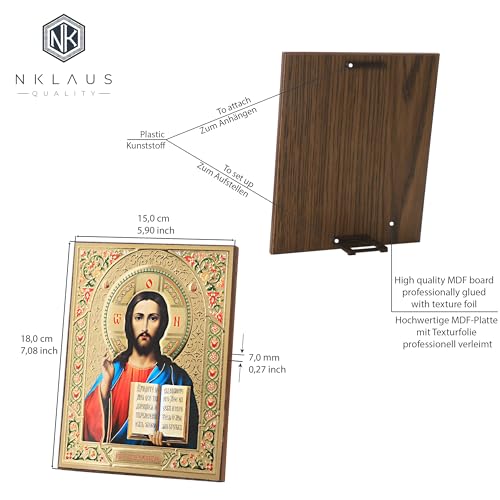 NKlaus Religious Icons Jesus Christus Ikone Holz 15x18 cm