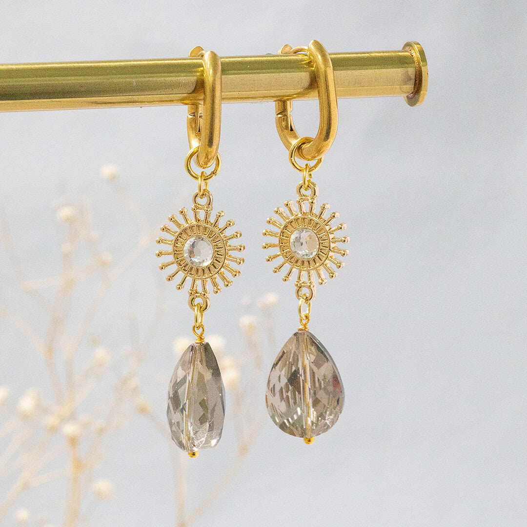 Joy by Corrine Smith Radiance Sunburst Ohrringe Gold Grau