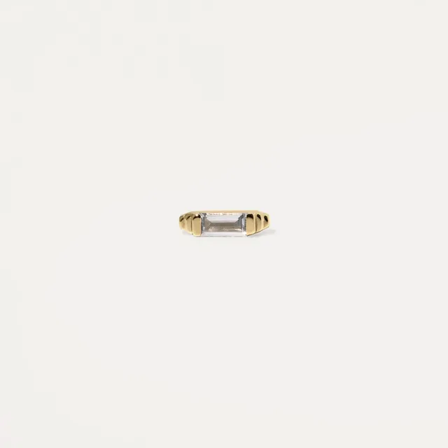 Stilnest Weißer Beryll Retro Ohrstecker 585 Gold Single