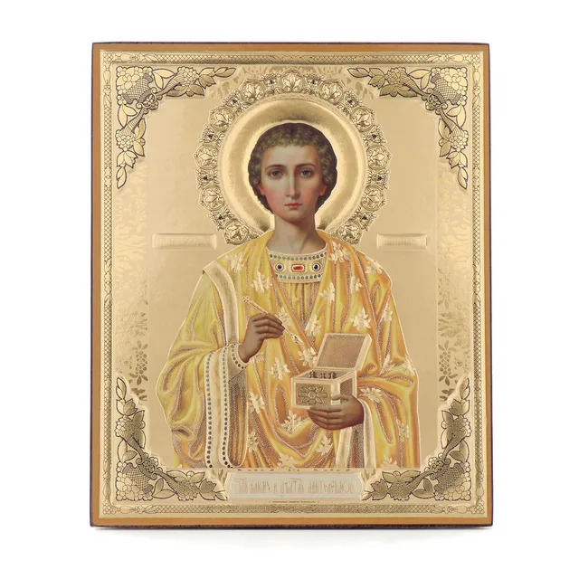 NKlaus Religious Icons Heiliger Pantaleon Ikone Holz 15x18cm