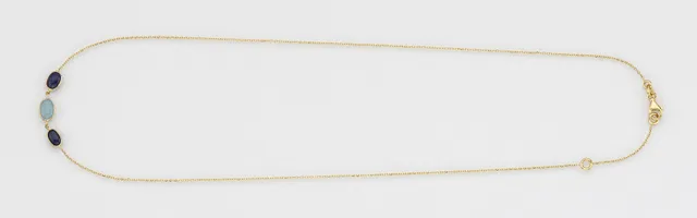 Eugen Rühle Collier mit Aquamarin Saphir Halskette 585 Gelbgold