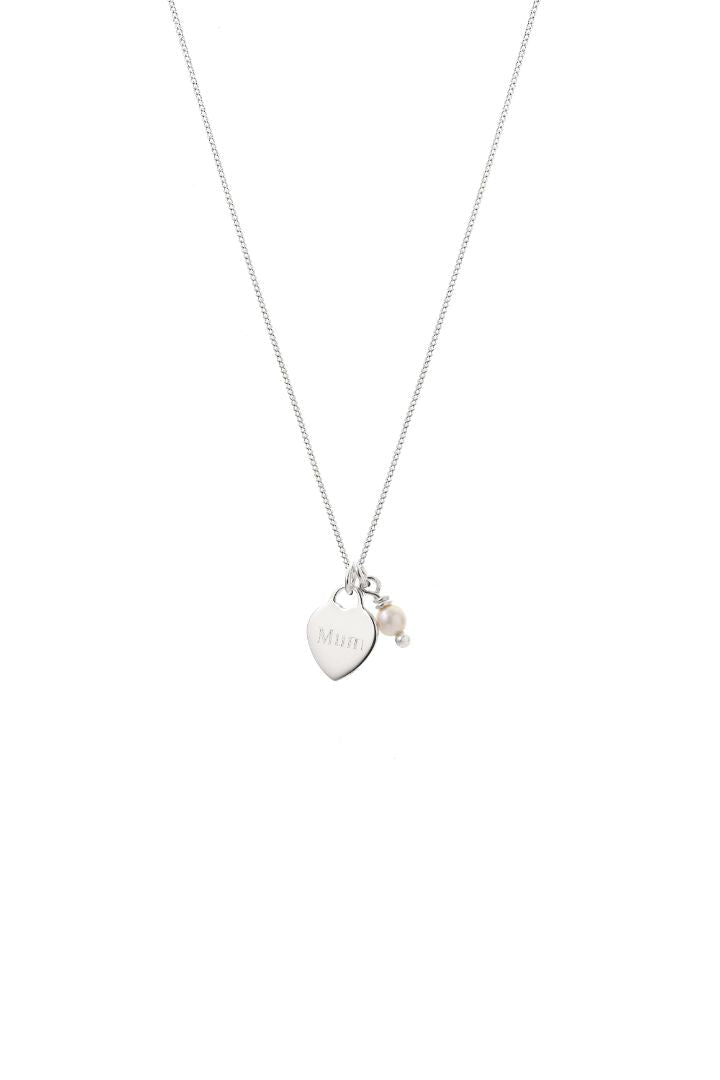 Joy by Corrine Smith Mum Herz Perle Halskette Silber 40 cm