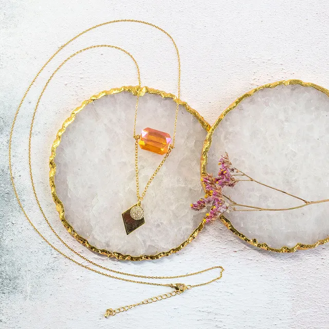 Joy Apollo Long Length Halskette Gold Orange Kristall