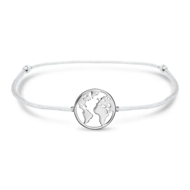 JEWLIX ID-Armband Welt Textil Silber grau Sterlingsilber
