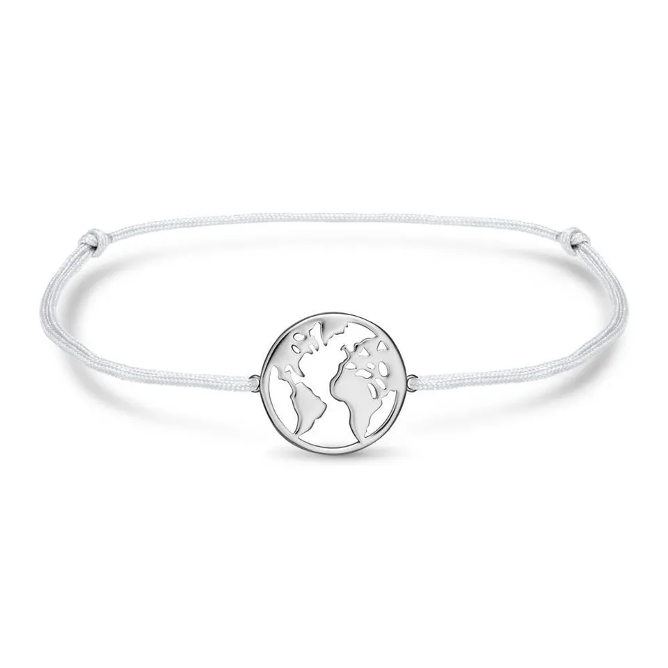 JEWLIX ID-Armband Welt Textil Silber grau Sterlingsilber