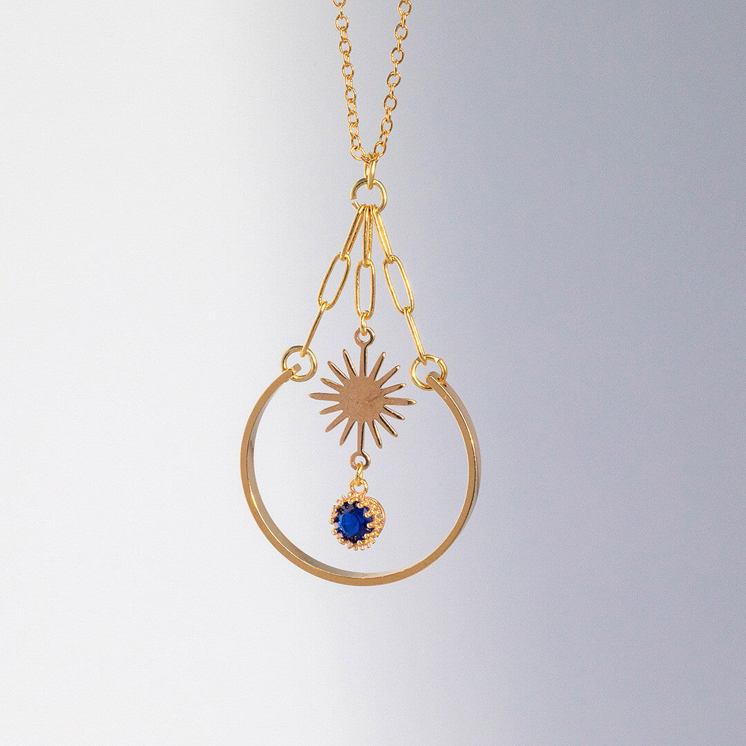 JOY by Corrine Smith Alsephina Halskette Gold Blau Kristall