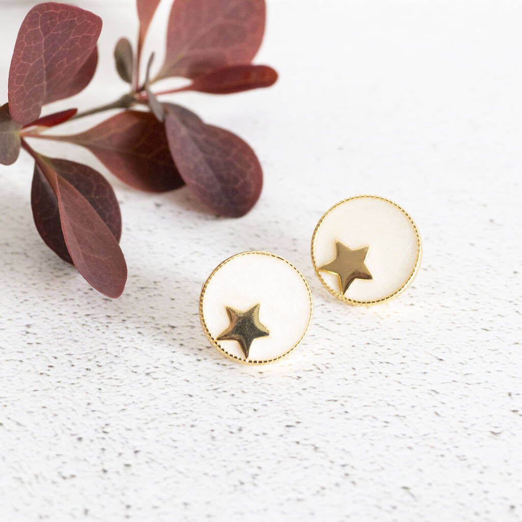 Joy by Corrine Smith Star Circle Ohrstecker Gold Emaille
